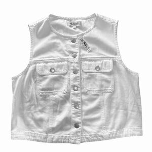 NWT Madewell Tile White Cropped Denim Vest: Airy Denim Edition Size L